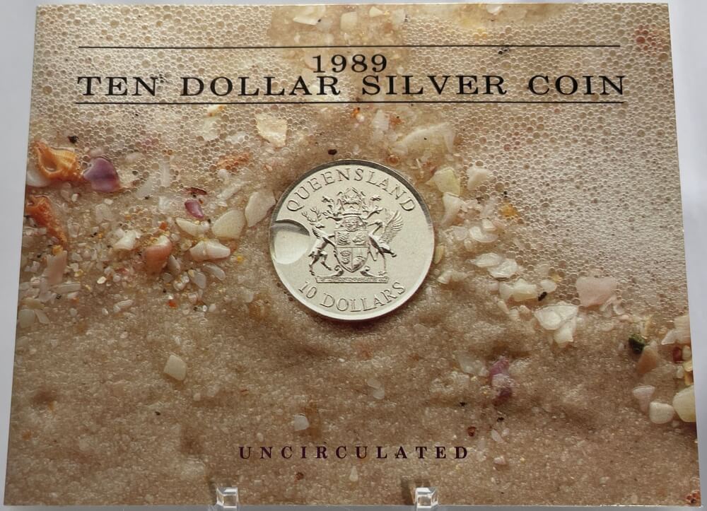 1989 10 Dollar Silver Unc Coin State Series Queensland product image