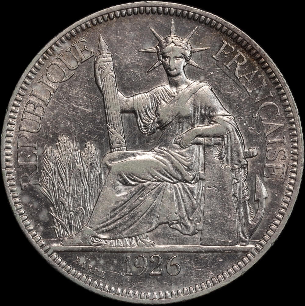 French Indo-China 1926 A Silver Piastre KM# 5a.1 Extremely Fine product image