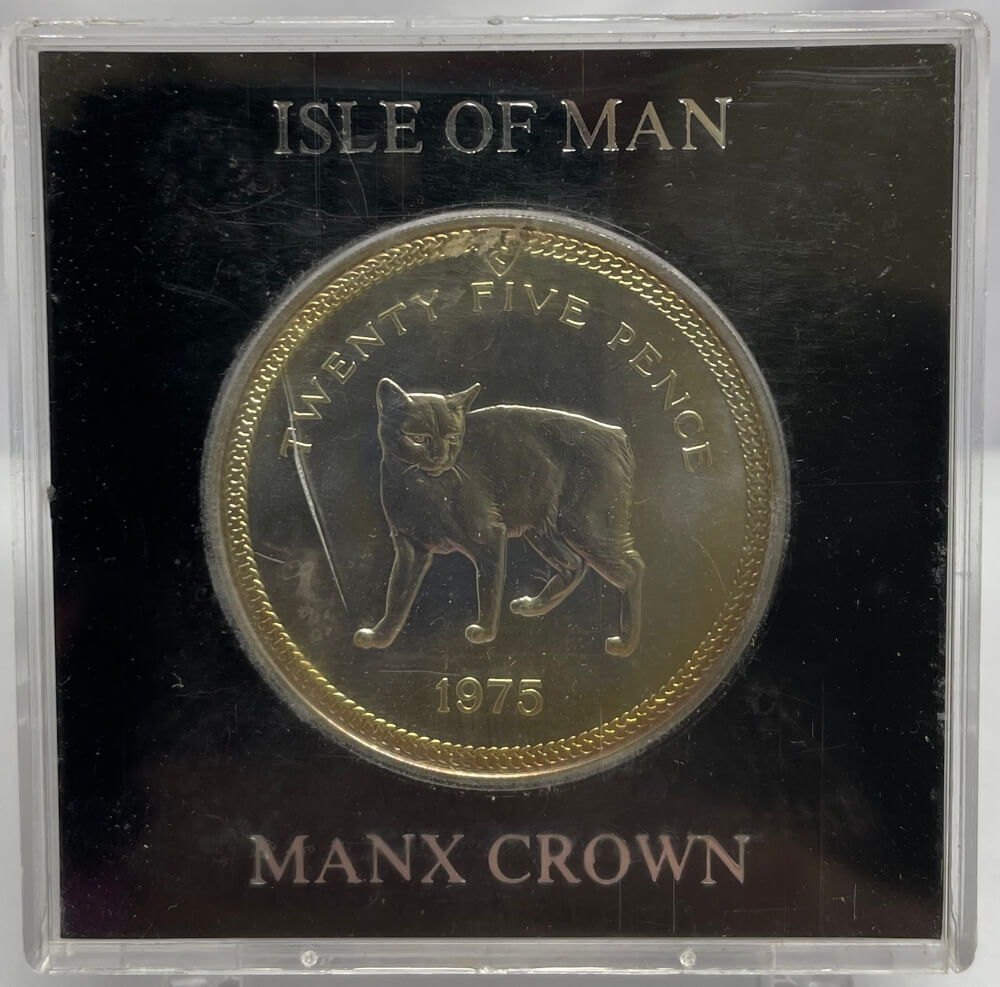 Isle of Man 1975 Silver 25 Pence KM# 31a Manx Cat product image