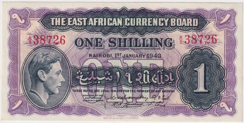 East Africa 1943 1 Shilling Pick#29 Uncirculated product image