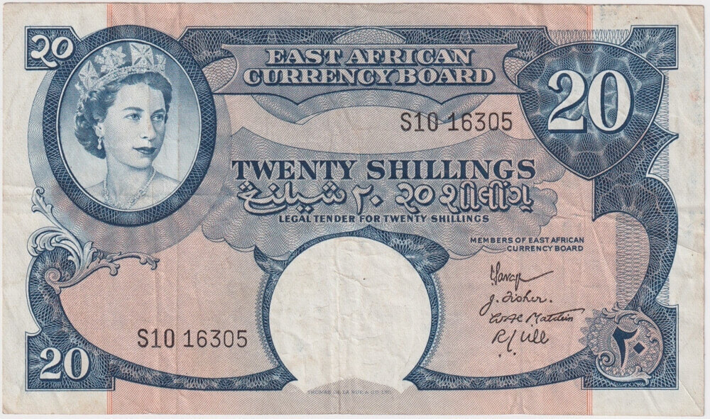 East Africa 1958 20 Shillings Pick#39 good VF product image