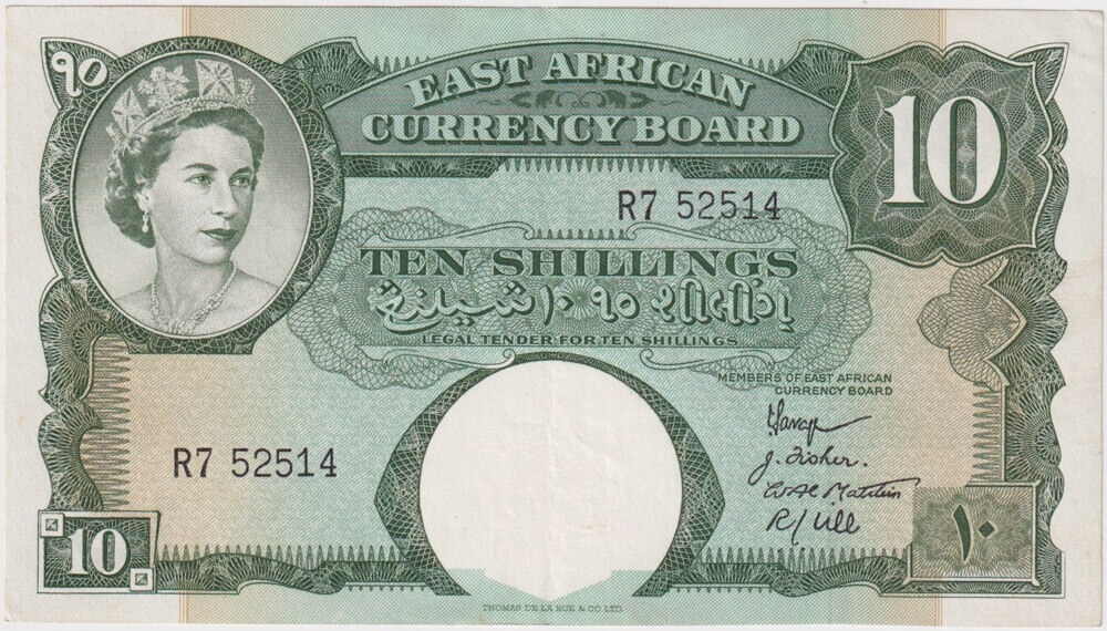 East Africa 1958 10 Shillings Pick#38 good EF product image