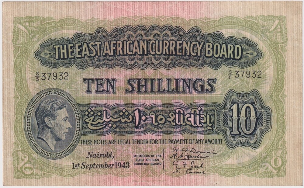 East Africa 1943 10 Shillings Pick#30b about EF product image