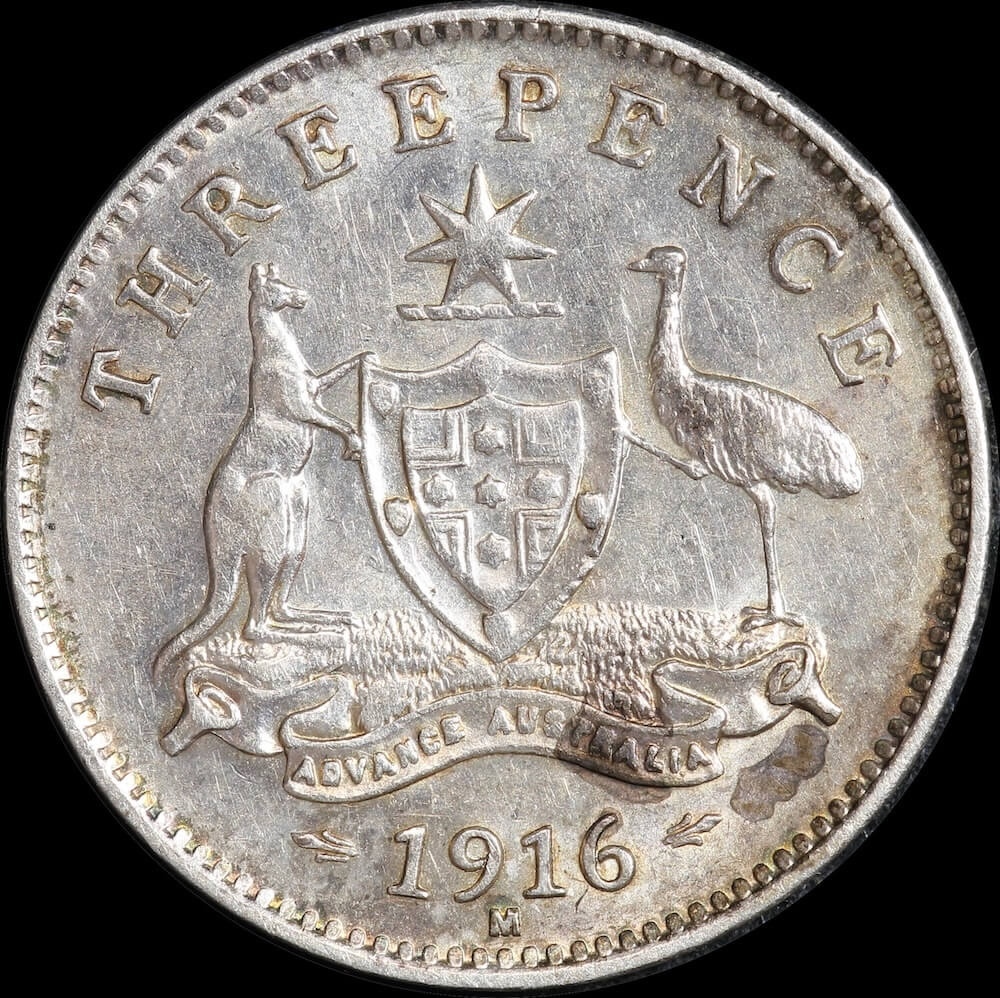 1916 Threepence good EF product image