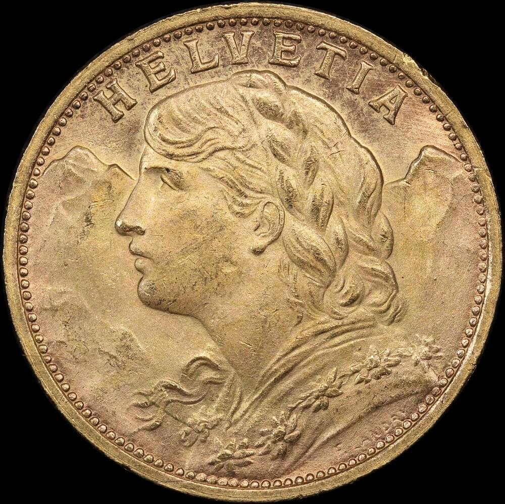 Switzerland 1927-B Gold 20 Francs KM# 35.1 Uncirculated product image