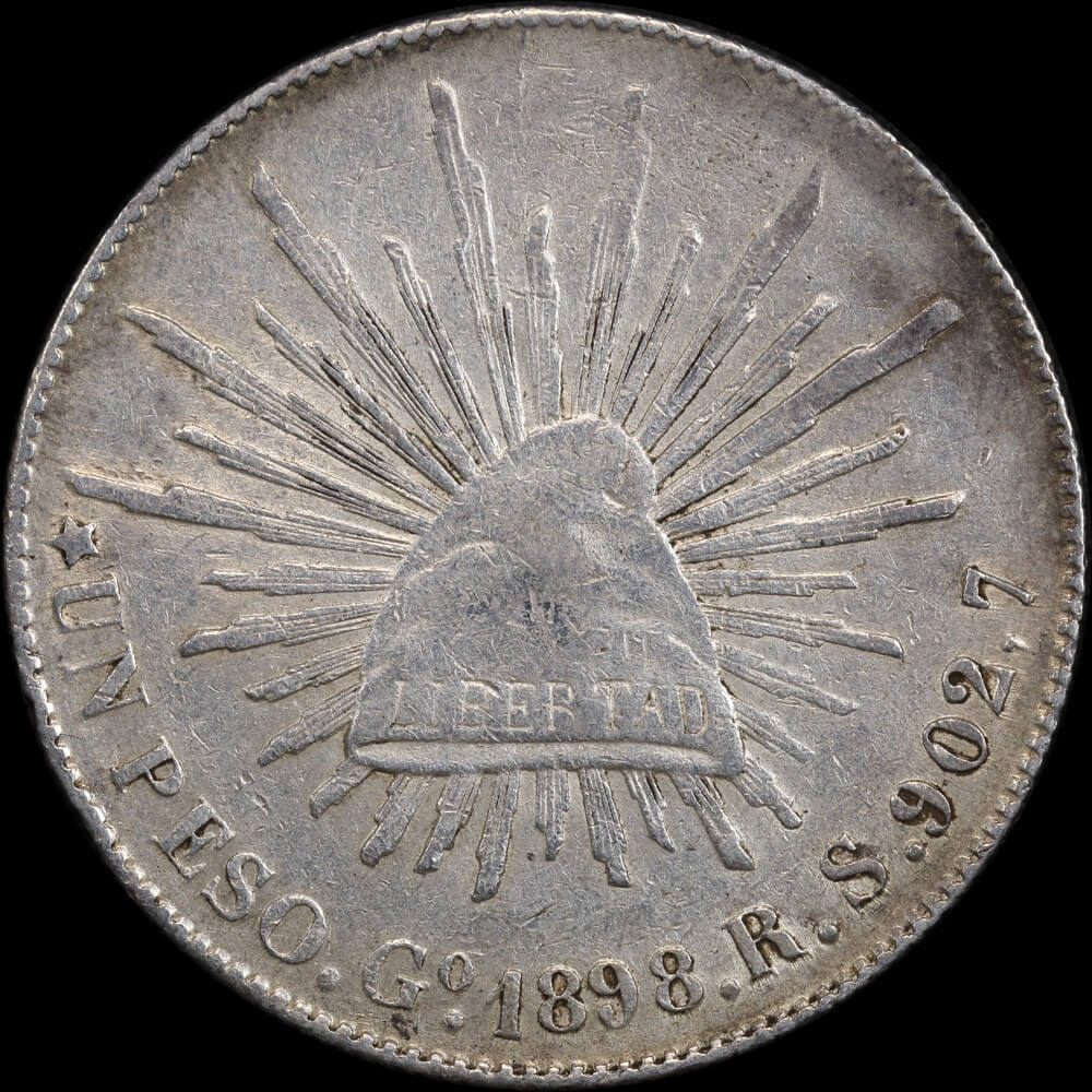 Mexico 1898 Zs Silver Peso KM# 409.3 about EF product image