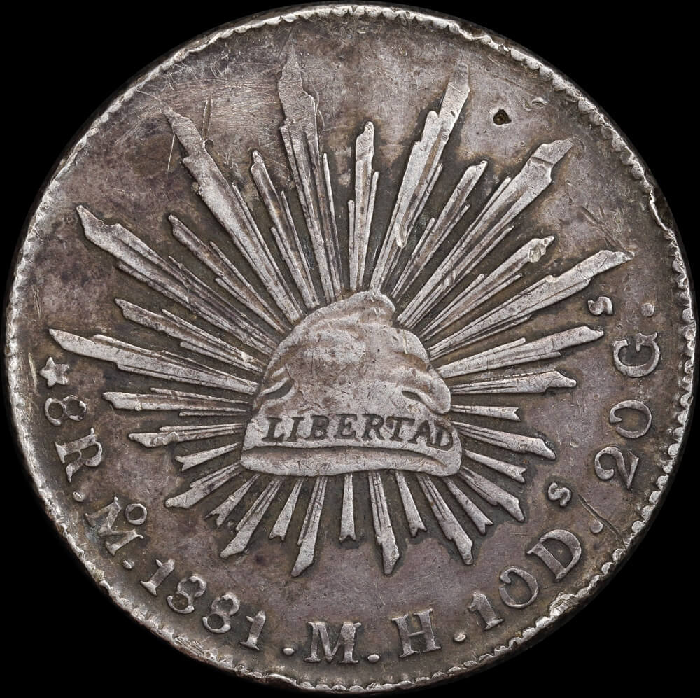 Mexico 1881-Mo Silver 8 Reales KM# 337.10 about VF product image