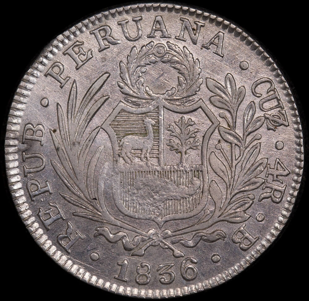 Peru 1836-B Silver 4 Reales KM# 151.1 Extremely Fine product image