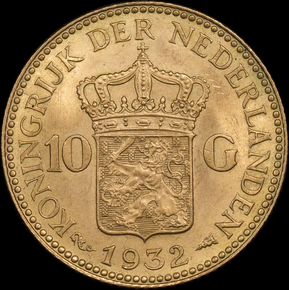 Netherlands 1932 Gold 10 Guilders KM#162 Uncirculated product image