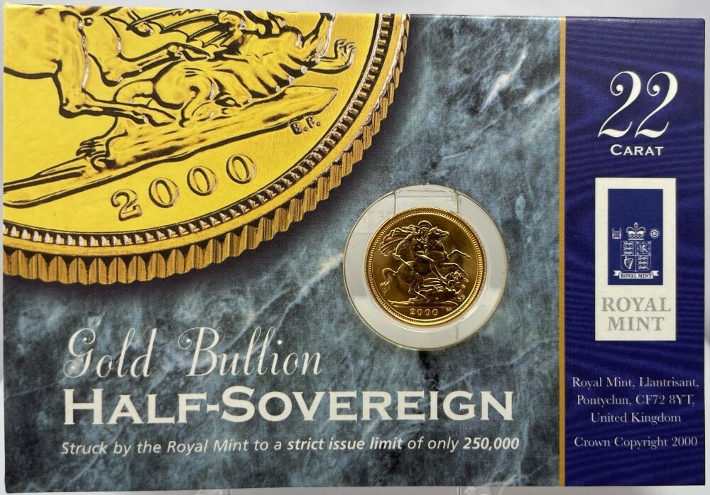 United Kingdom 2000 Gold Bullion Half Sovereign KM#1001 product image