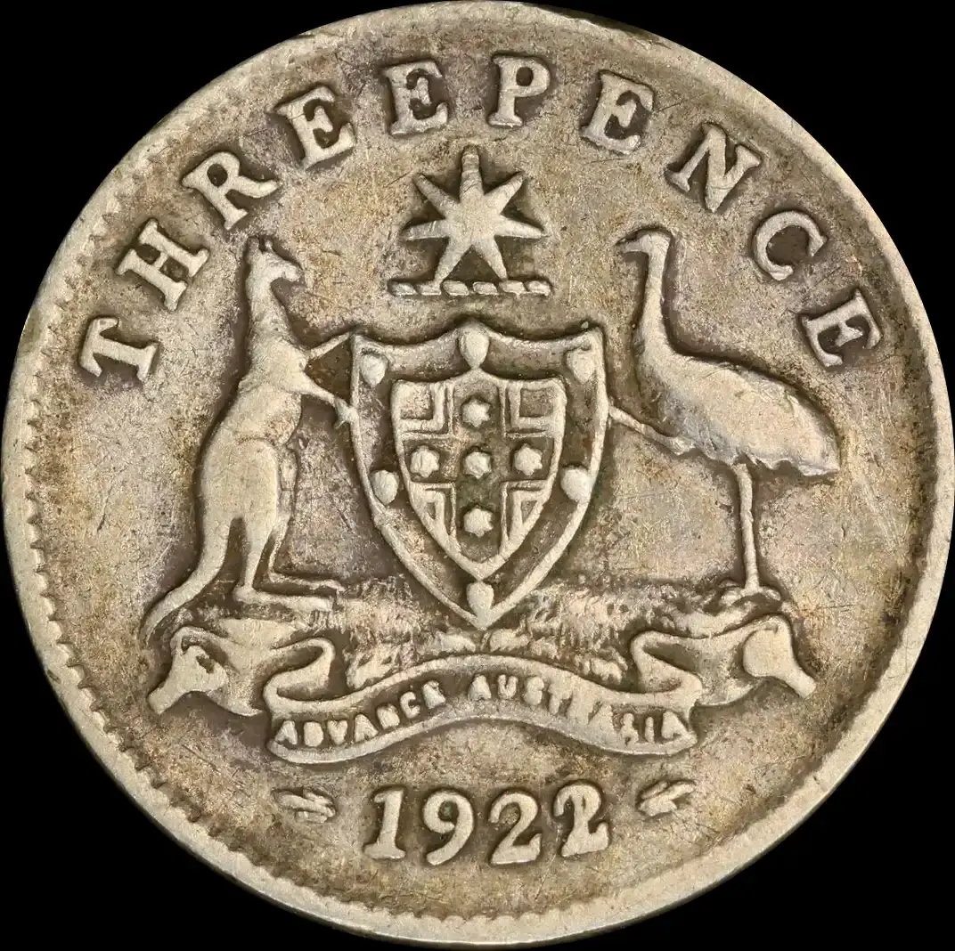 1922/21 Overdate Threepence PCGS F12 product image