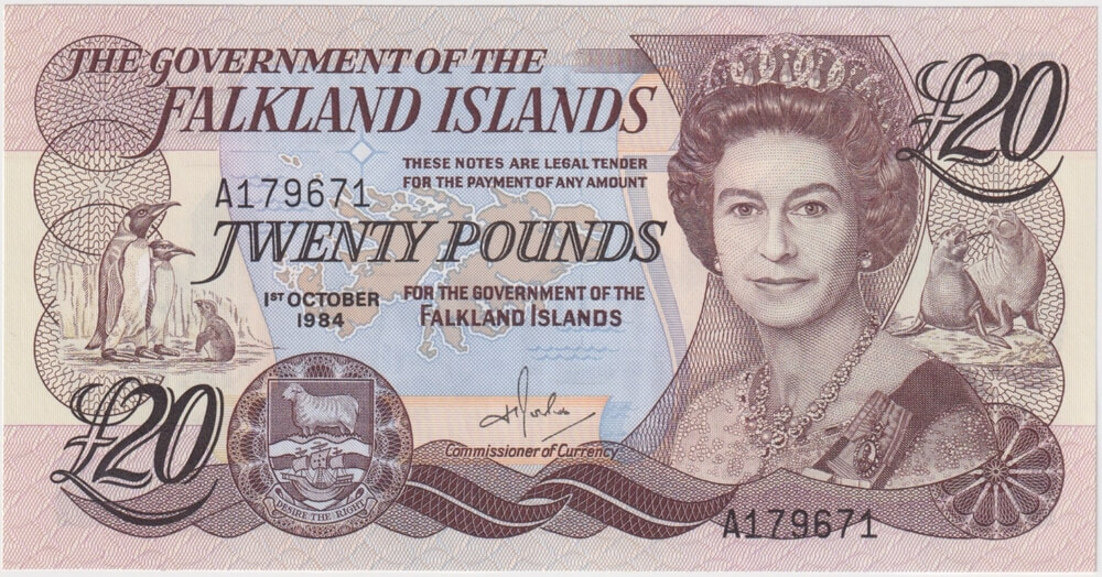 Falkland Islands 1984 20 Pounds Pick#15 Uncirculated product image