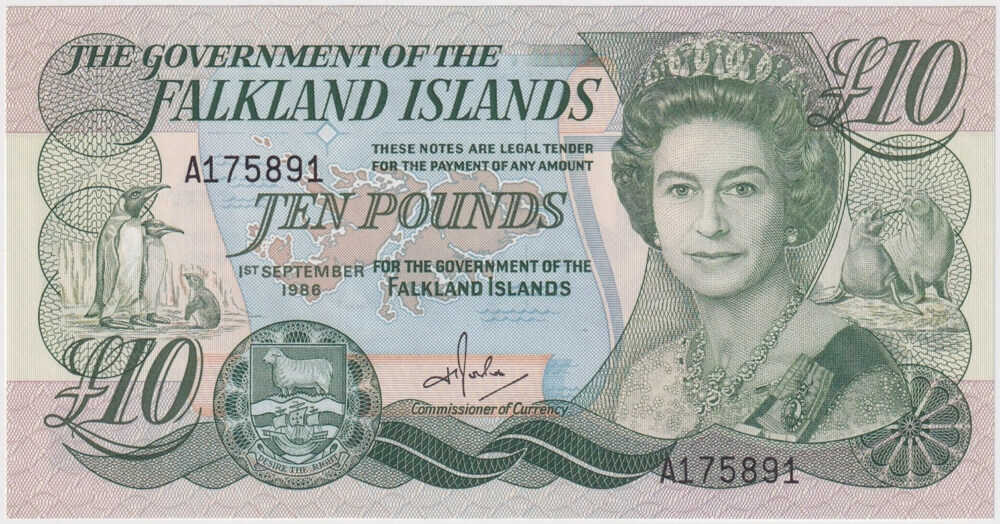 Falkland Islands 1986 10 Pounds Pick#14 Uncirculated  product image