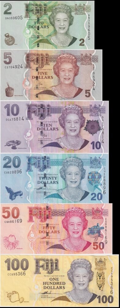 Fiji 2007 - 2011 Complete Set of 6 Banknotes $2-100 Uncirculated product image