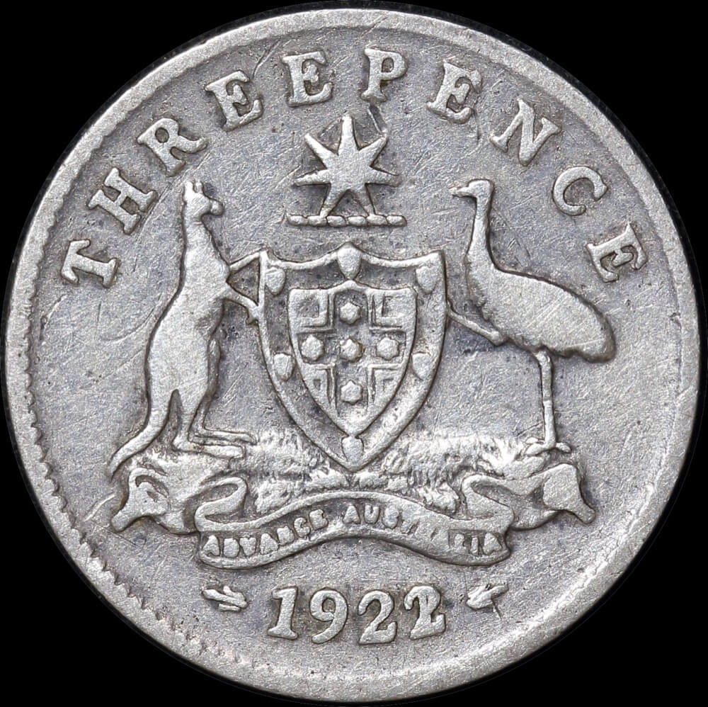 1922/21 Overdate Threepence  Very Good product image