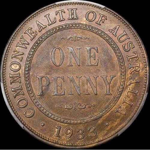 1933 Penny Choice Unc PCGS MS63BN Sterling Currency